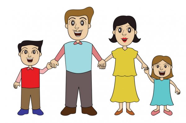 Nuclear-family-holding-hands-cartoon-characters
